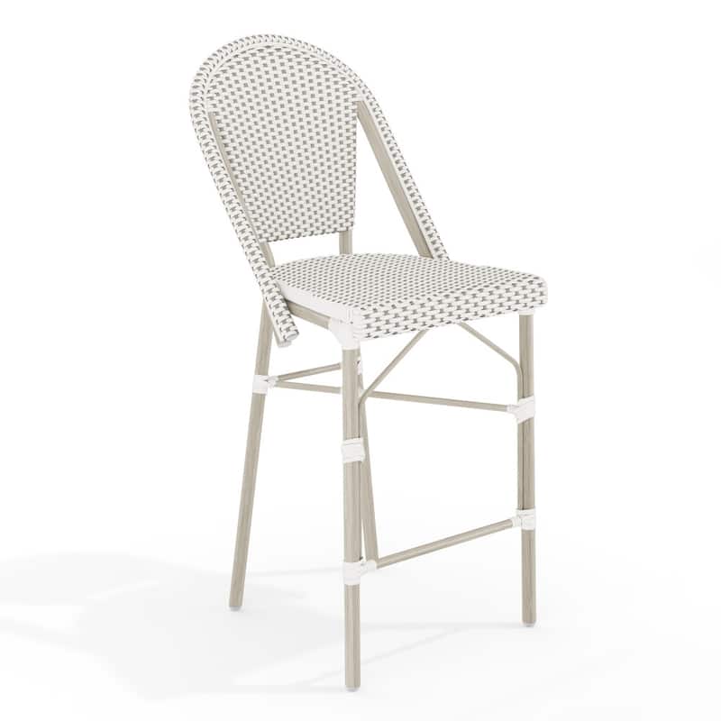 Martha Stewart All-Weather Stackable Patio Bistro Counter Stool - 18.5"W x 23.25"D x 42"H - Gray & White/Gray Frame