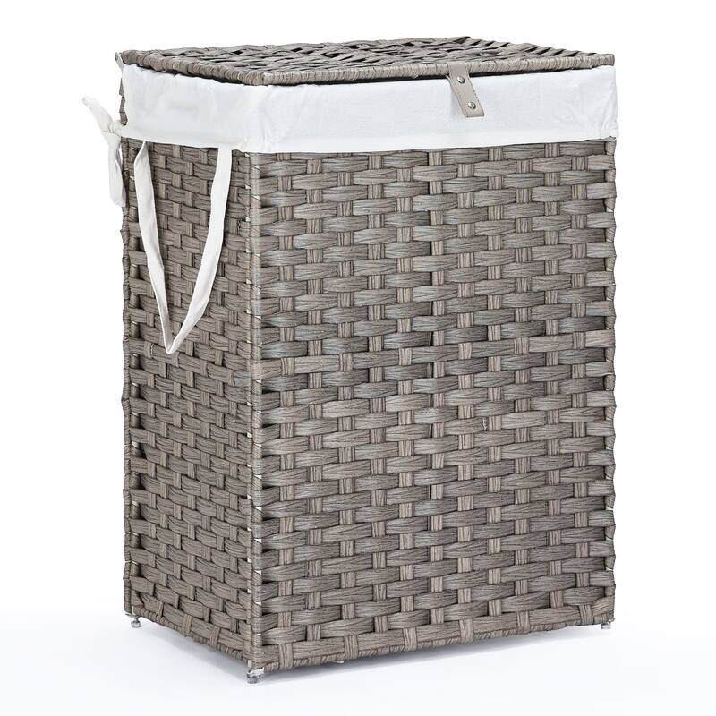 90L Foldable Laundry Hamper with Lid & Removable Bags - Grey