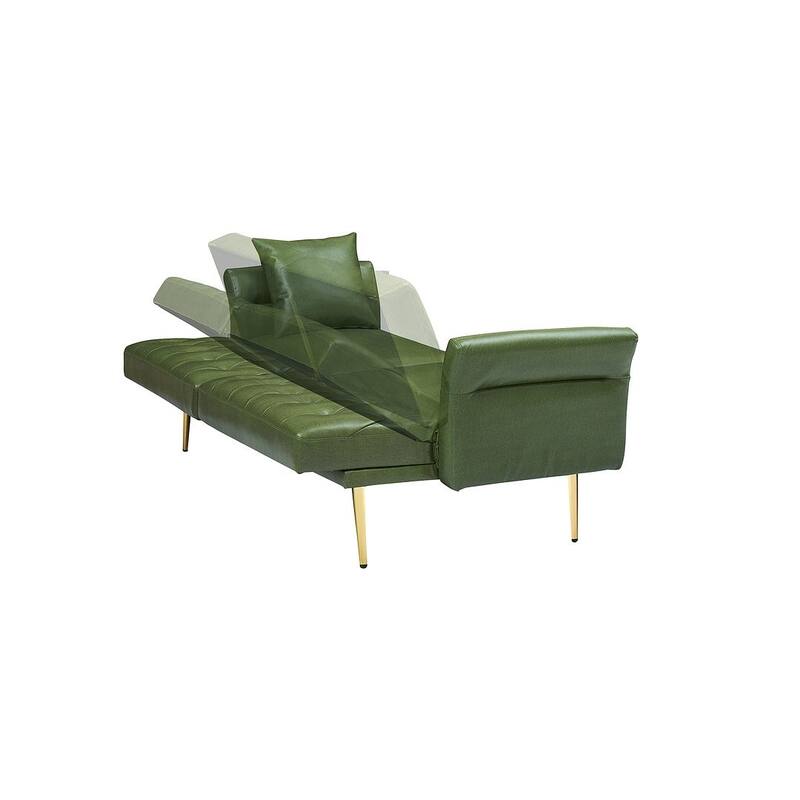 Futon Sofa Bed, Faux leather Foldable Couch Convertible Loveseat Sleeper Daybed with Adjustable Armrests for Small Space