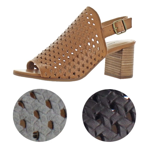 leather block heel slingback shoes