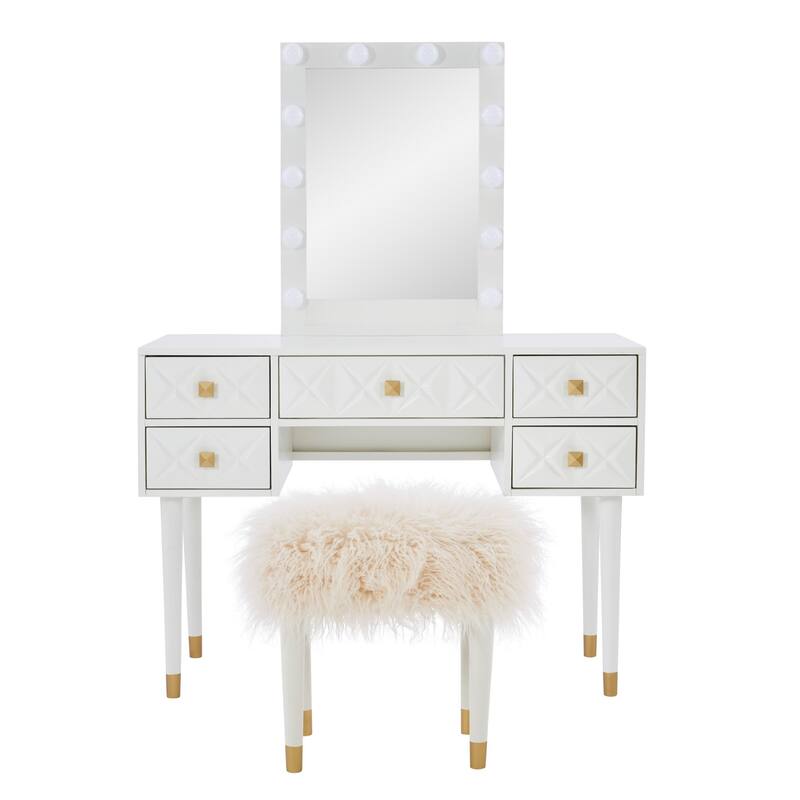 Pre-Lit Geometric Vanity Set - 56.25" - White