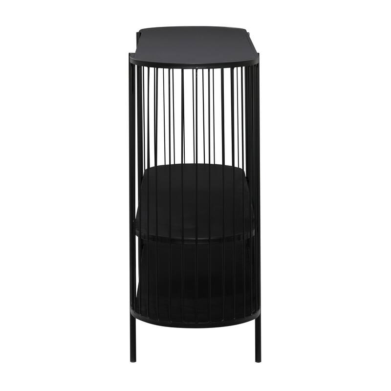 Metal Narrow Oval 2 Shelf Console Table with Open Wire Frame - Black - Roche River Decor