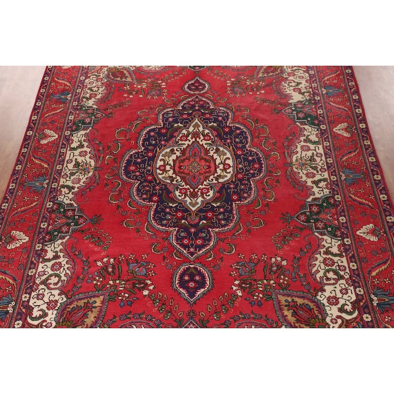Tabriz Persian Vintage Area Rug Handmade Wool Carpet - 9'6"x 13'0"