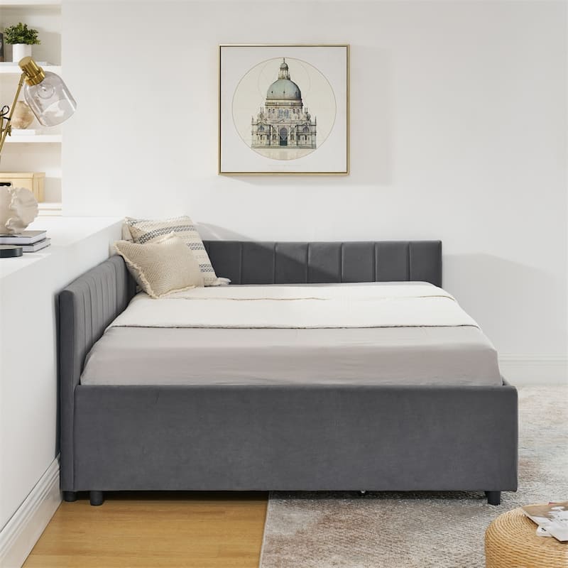 Full Size Upholstered Tufted Bed Frame with Two Drawers,Sofa Bed Frame