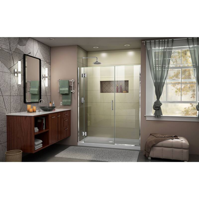 DreamLine Unidoor-X 57 1/2-58 in. W x 72 in. H Frameless Hinged Shower Door - 57.5" - 58" W - Chrome Finish