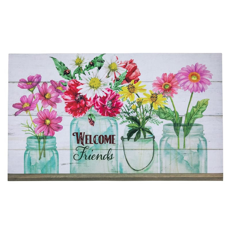 Welcome Friends Spring Bouquet Doormat 18" x 30" - 30