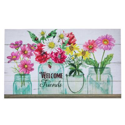 Welcome Friends Spring Bouquet Doormat 18" x 30" - 30