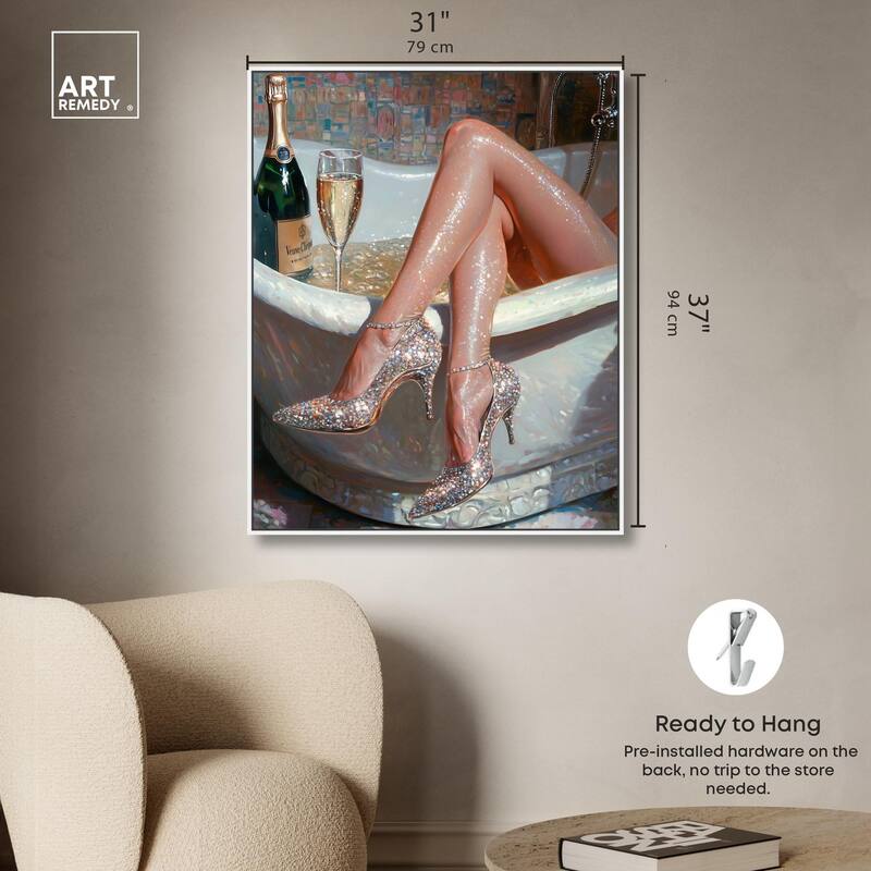 Champagne Bath Party Canvas by Art Remedy