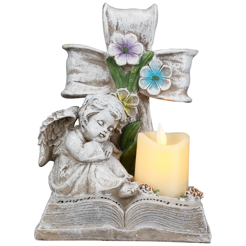 Angels Walk Among Us Flameless Cherub Candle Holder - 8"