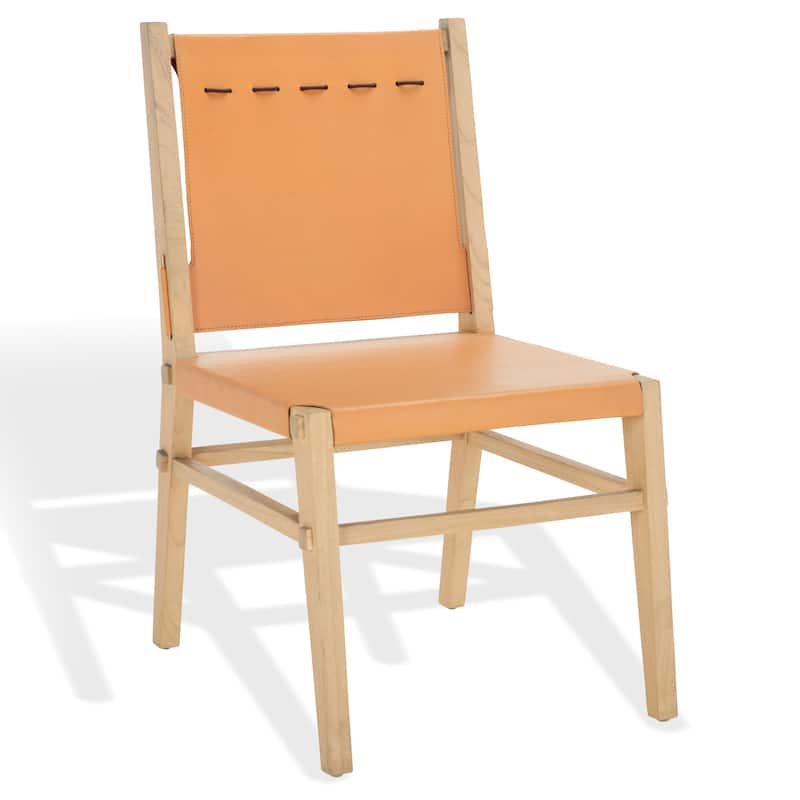 SAFAVIEH COUTURE Catriella Leather Dining Chair (Set of 2) - 21"W x 26"D x 37"H