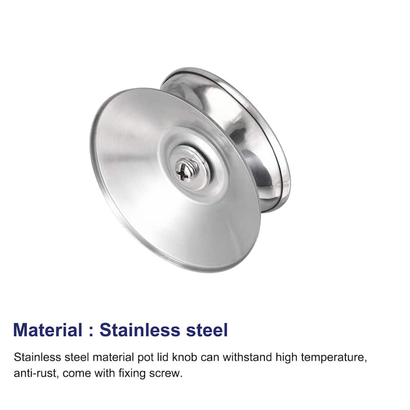 Universal Pot Lid Knob, Stainless Steel Replacement Knob 67x63x38mm, 2pcs - Silver