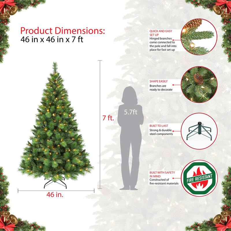 Puleo International Pre-Lit 7.5' Adirondack Artificial Christmas Tree