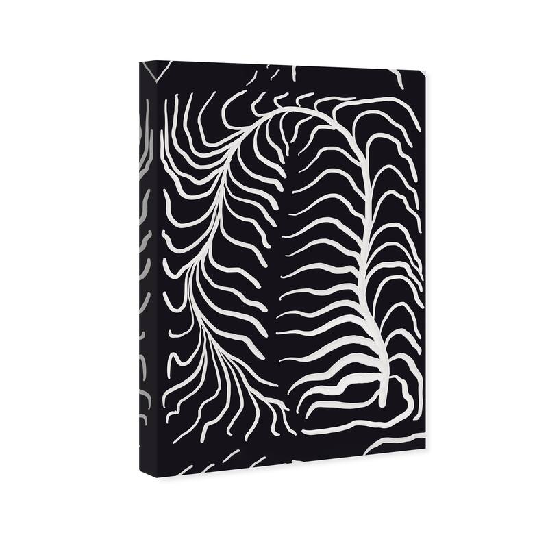 Wynwood Studio Canvas Abstract Lineal Closeup Leaves Black and Modern & Contemporary Wall Art Canvas Print