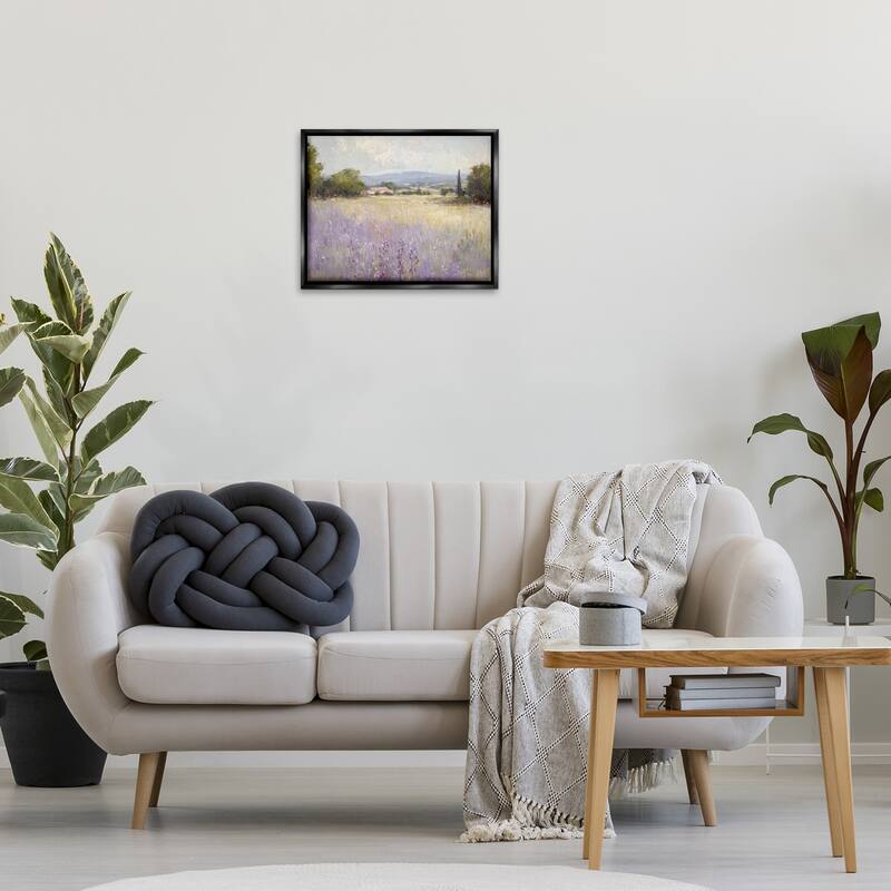 Stupell Lavender Farmland Meadow Framed Floater Canvas Wall Art Design By Petal Prints Design