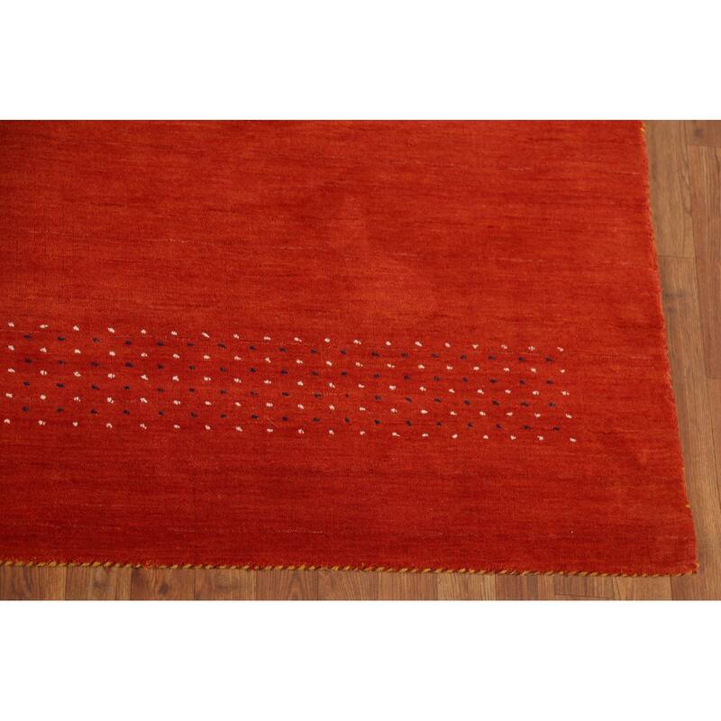 Orange Tribal Gabbeh Oriental Area Rug Hand-Knotted Wool Carpet - 6'10"x 9'10"