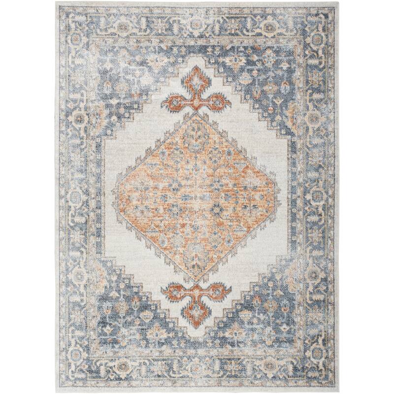 Nourison Astra Machine Washable Distressed Area Rug - 8' x 10' - Grey/Gold