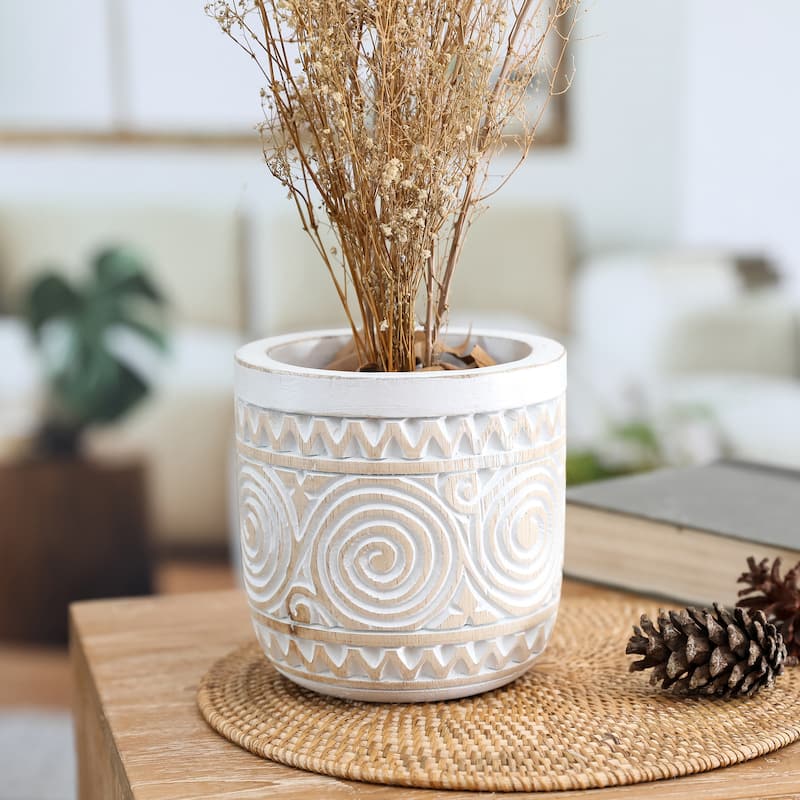 Novica Handmade Spiral Beauty Wood Decorative Vase