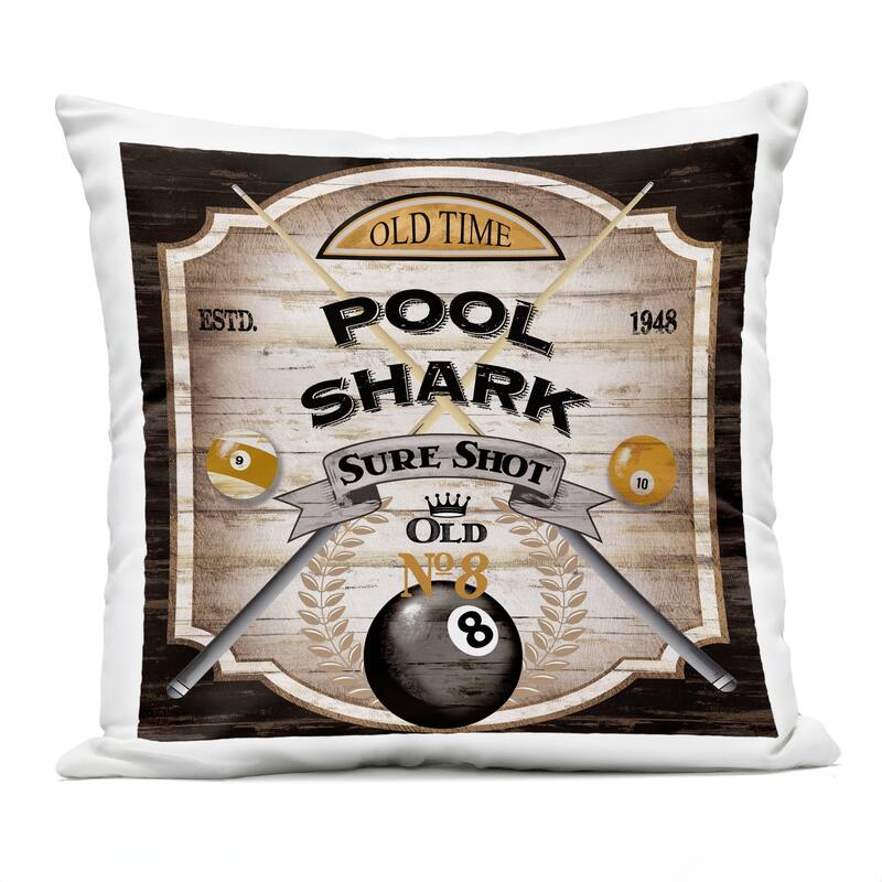 Stupell Rustic Pool Shark Printed Outdoor Throw Pillow Design by Conrad Knutsen - Accent - Polyester - Black - Single
