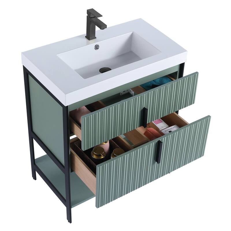 Fine Fixtures Serenity Modern Bathroom Vanity with White Gel Acrylic Top