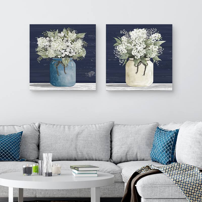 White Flowers I, White Flowers II by Cindy Jacobs Canvas Art Prints