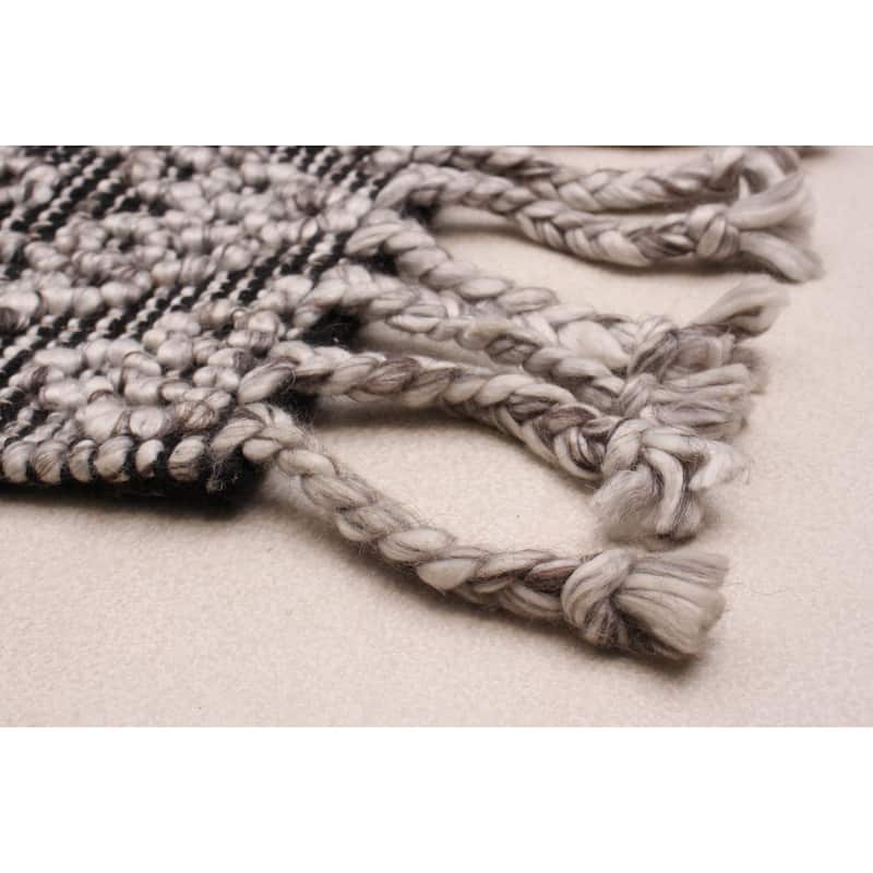 ECARPETGALLERY Braid weave Sienna Grey Wool Rug - 2'3 x 8'2