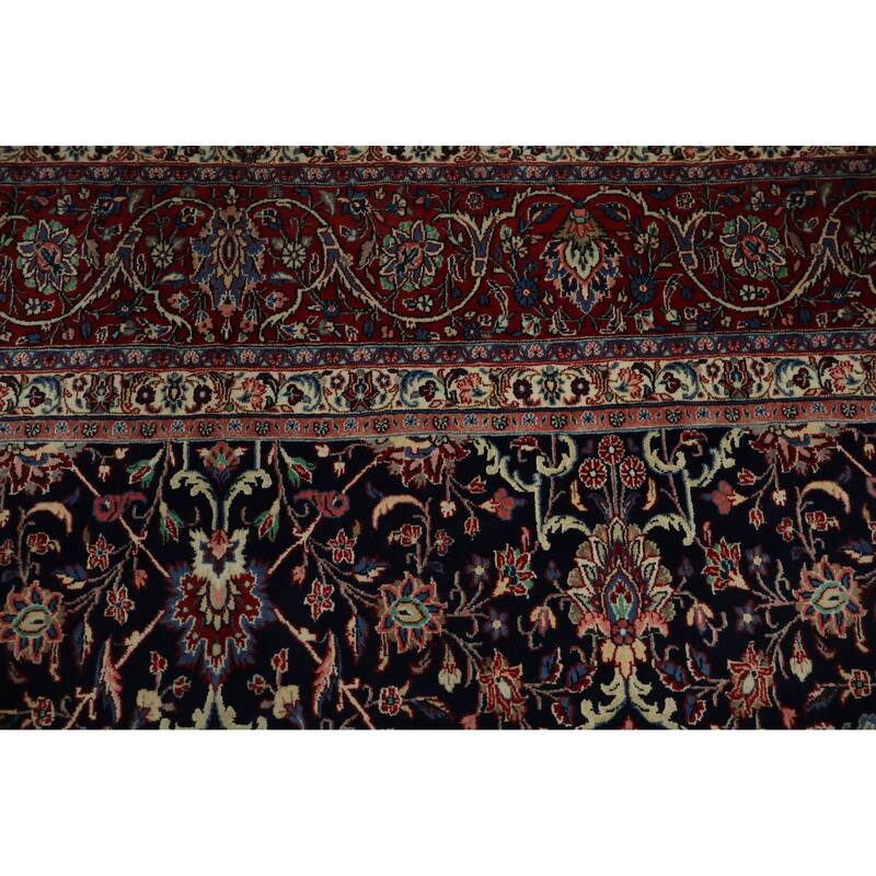 Hand Knotted Oriental 100% Wool Carpet Traditional Traditional Navy Blue & Blues Sarouk Area Rug - 14' 5'' X 10' 4''