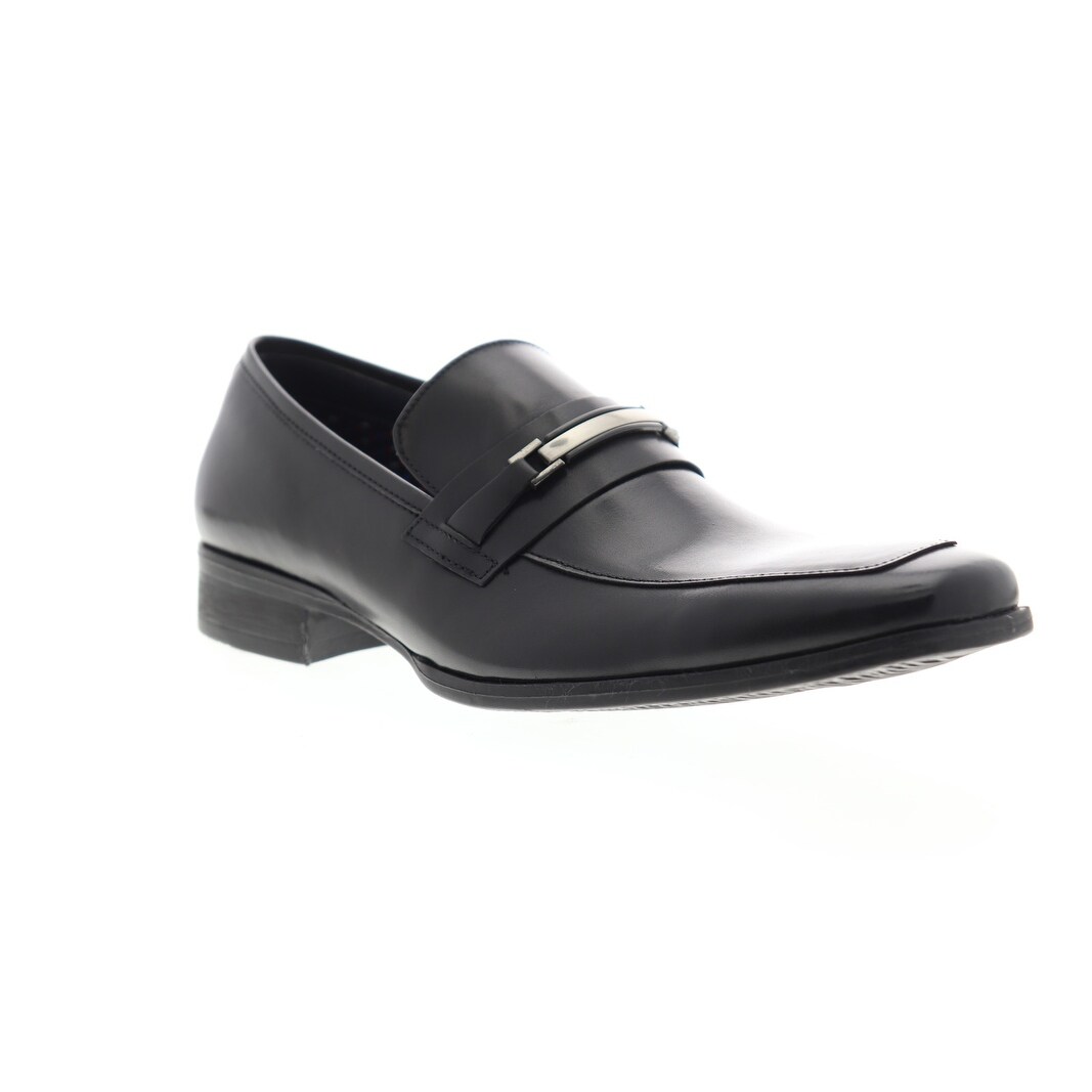steve madden black leather slip ons