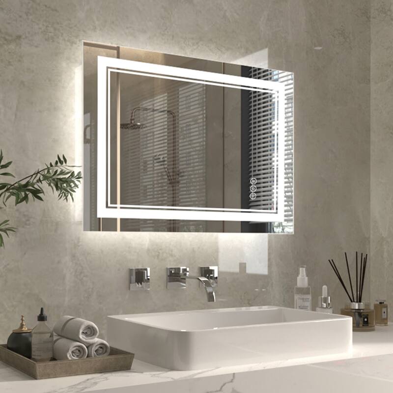 ExBrite Anti-Fog LED Bathroom Mirror with Endless Dimming - 24" x 32"