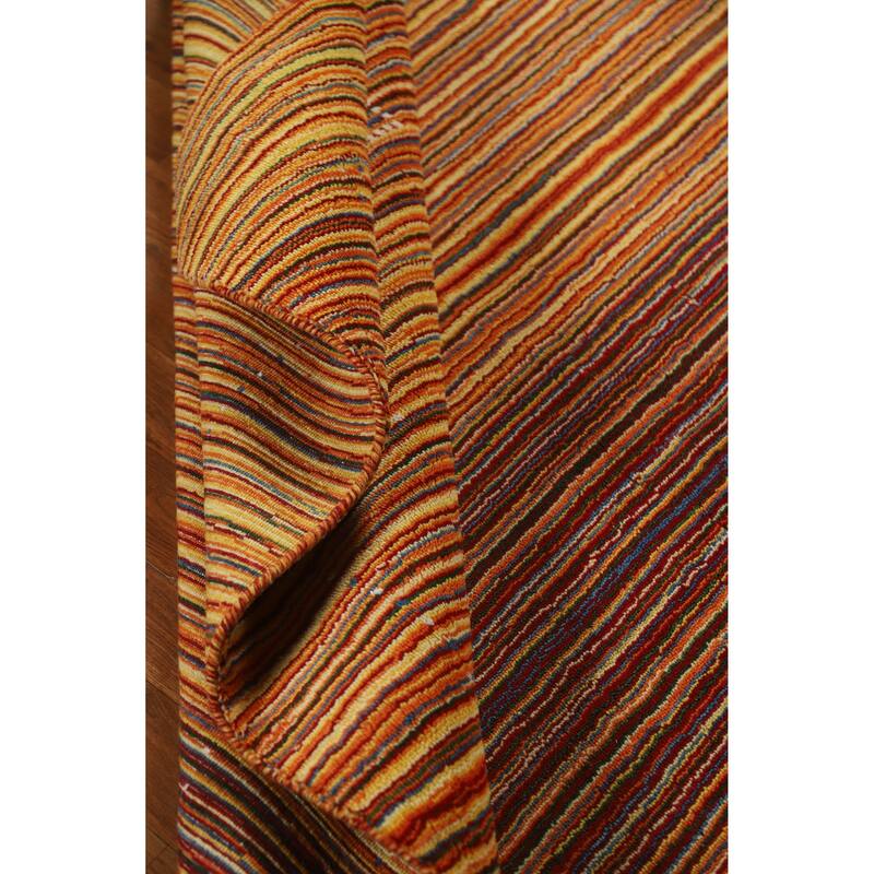 Hand Knotted Oriental 100% Wool Carpet Tribal Stripe Multi-Colored Gabbeh Area Rug - 7' 9'' X 5' 4''