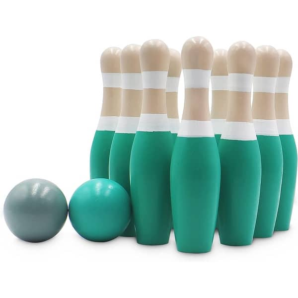 slide 2 of 5, Sterling Sports Wooden Lawn Bowling Skittles Set with Carrying Mesh Bag for Indoors and Outdoors Yard Kids