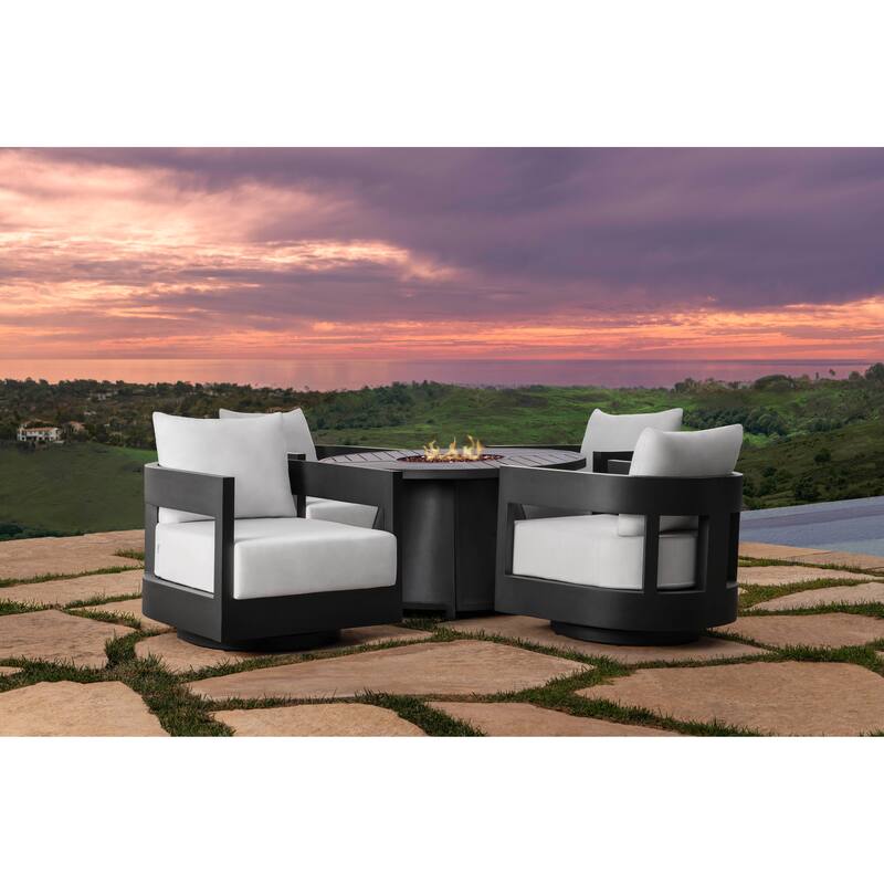 Abbyson Santorini Black Outdoor Fire Table