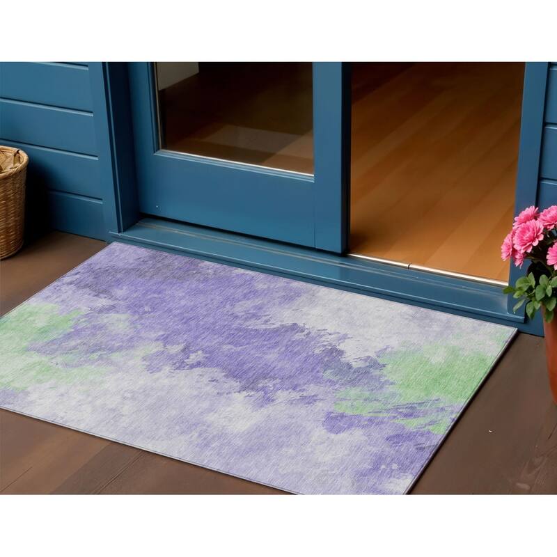 HomeRoots Abstract Transitional Rectangle Outdoor Rug - 3' x 5'