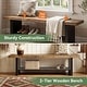 preview thumbnail 5 of 7, 55" Solid Wood Bench Indoor, 2-Tier Farmhouse Entryway Bench with Shoe Storage, Natural - 55.1" W x 12.6" D x 17.7" H