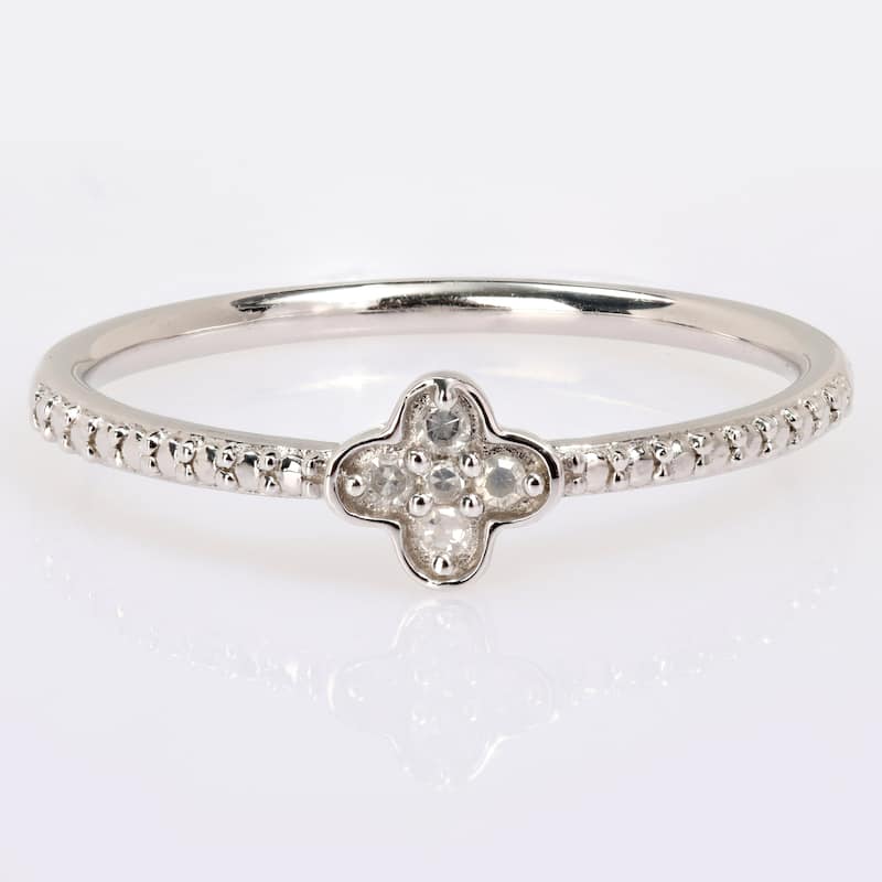 Miadora Diamond Accent Quatrefoil Promise Stacking Ring in Sterling Silver