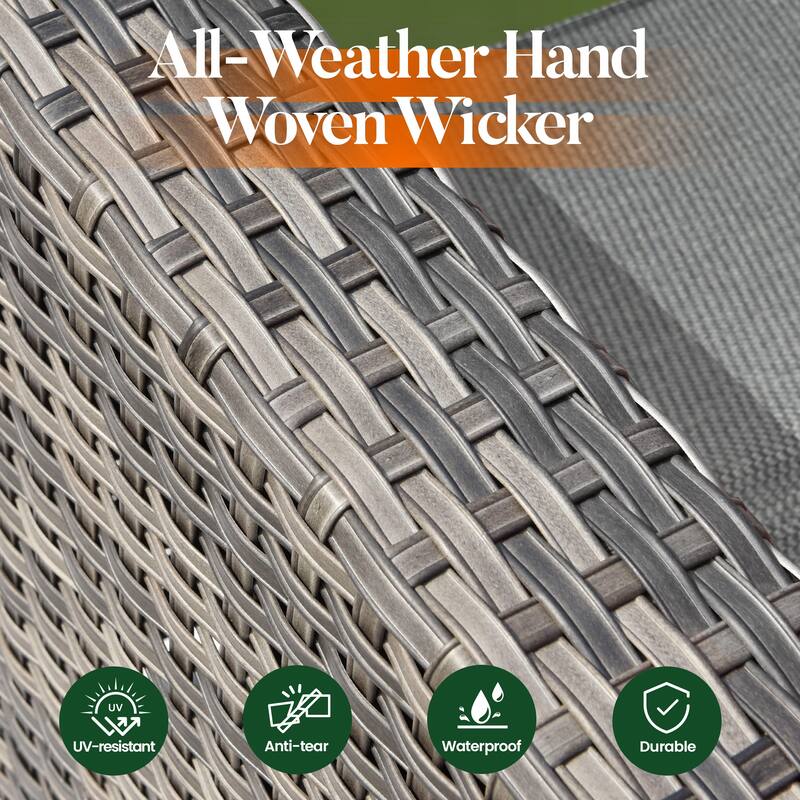 HOOOWOOO 10-piece Wicker Patio Furniture Sectional Sofa Set Swivel Rocker with Fire Pit Table