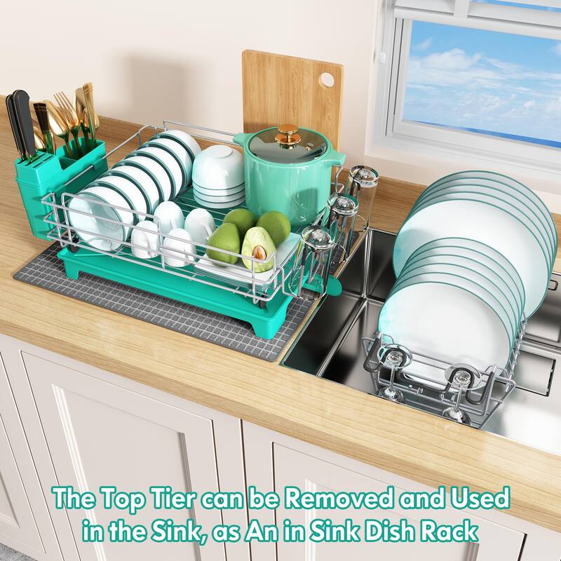 JASIWAY 2 Tier Kitchen Stainless Steel Dish Rack