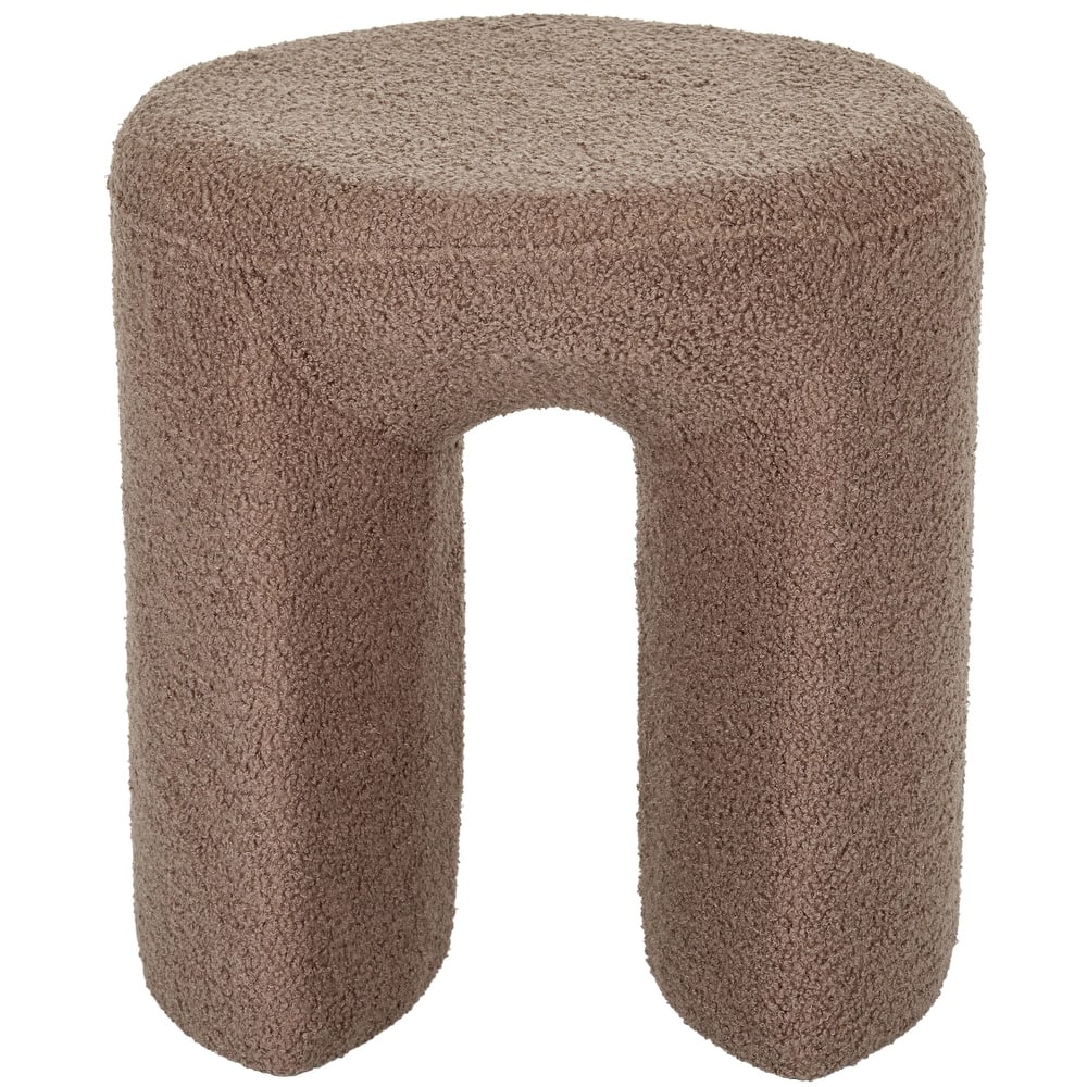 Aria Home Teddy Horseshoe Stool Plush Accent Seat Brown Cream Green