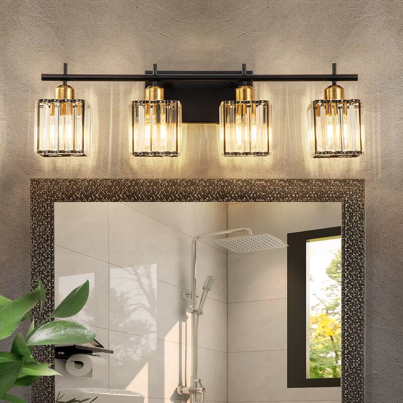 Starsky 3/4-Light Modern Dimmable Bathroom Crystal Vanity Light Wall Sconces with Crystal Shade