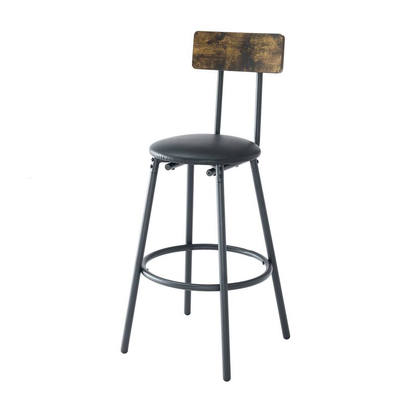 3 Pieces Industrial Dining Set with Wood Top and Wine Bottle Holder