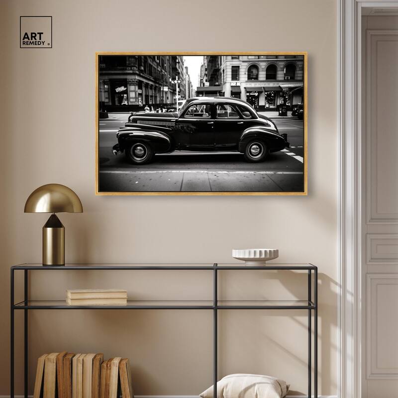 Vintage Car in New York Canvas by Art Remedy
