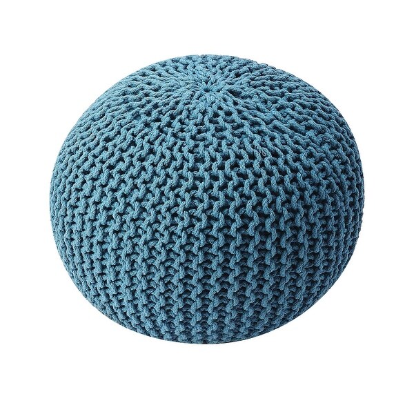 Modern Accent Round Woven Pouffe - Blue