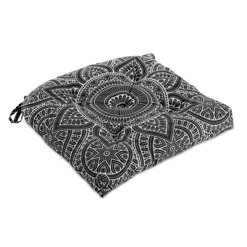 Handmade Cotton Mandala Chair Pads Cushion 16" – Thick Chair Pads with Ties (Set of 2)