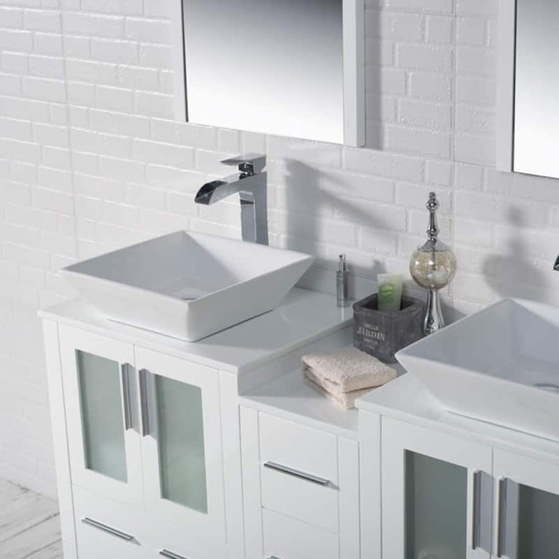 Blossom Sydney 60 Inch Double Sink Vanity with Side Cabinet & Mirrors