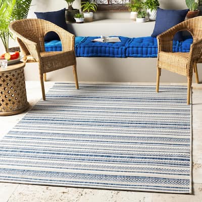 Livabliss Eagean Bohemian Stripe Outdoor Area Rug