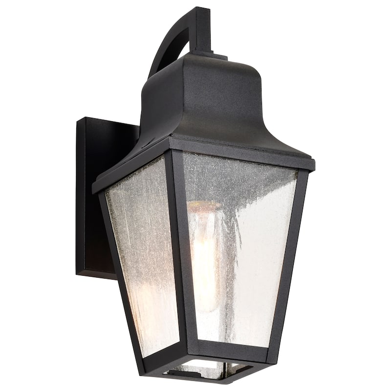 Lawrence 1 Light Small Wall Lantern Matte Black with Clear Seeded Glass