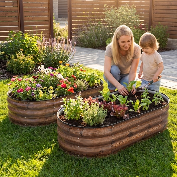 Nuu Garden Galvanized Raised Garden Bed Planter Box - Bed Bath