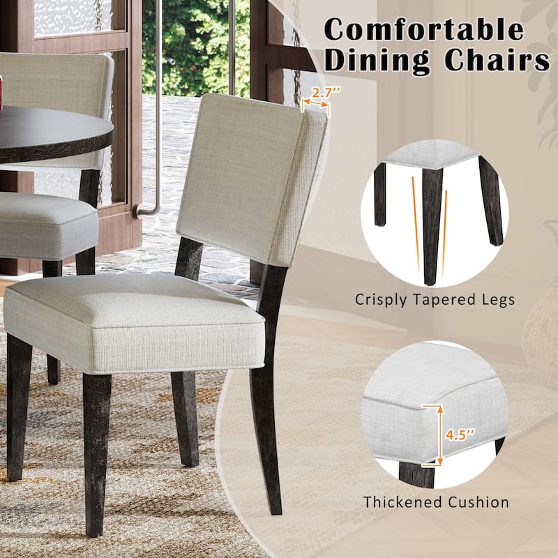 5-Piece Round Dining Table Set with 4 Upholstered Chairs, Triangular Base Kitchen Table for Small Space and Dining Room