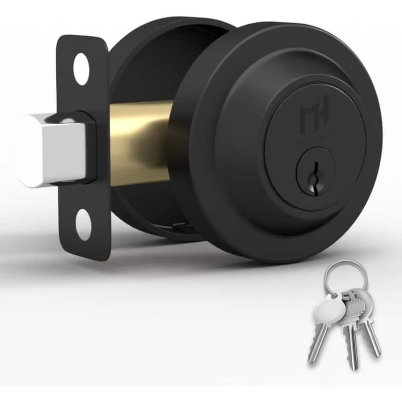 Mega Handles RONN Round Single Cylinder Keyed Deadbolt | Reversible Entry Deadbolt Lock - Matte Black