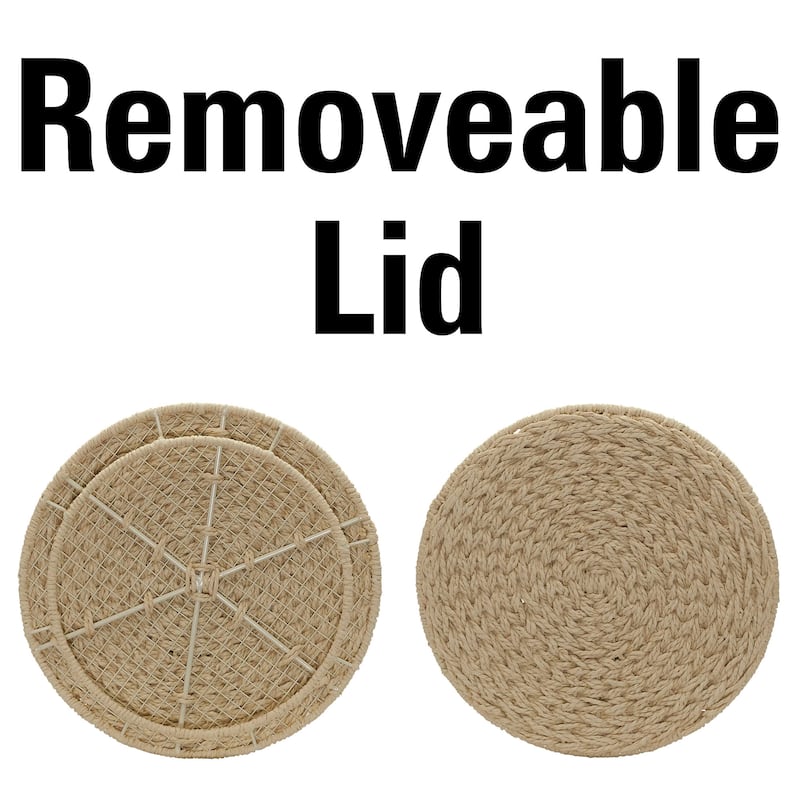 Household Essentials Handwoven Barrel Wicker Storage Basket Side Table - 17.0"L x 17.0"W x 19.0"H