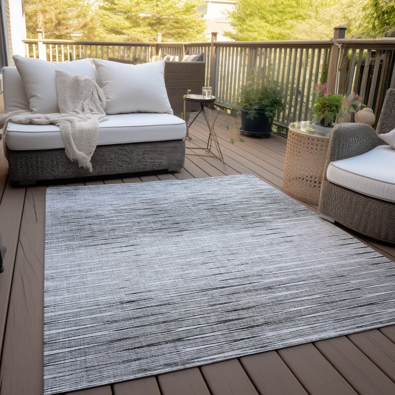 Machine Washable Indoor/ Outdoor Chantille Ombre Stripes Rug